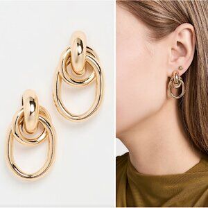 NEW ~ Anthropologie Shashi "Gianna" Gold Loop Hoop Earrings
